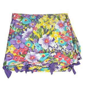 Pottery Barn Kids Poppy Duvet Cover Full / Queen Purple Multi Floral Tie Closure